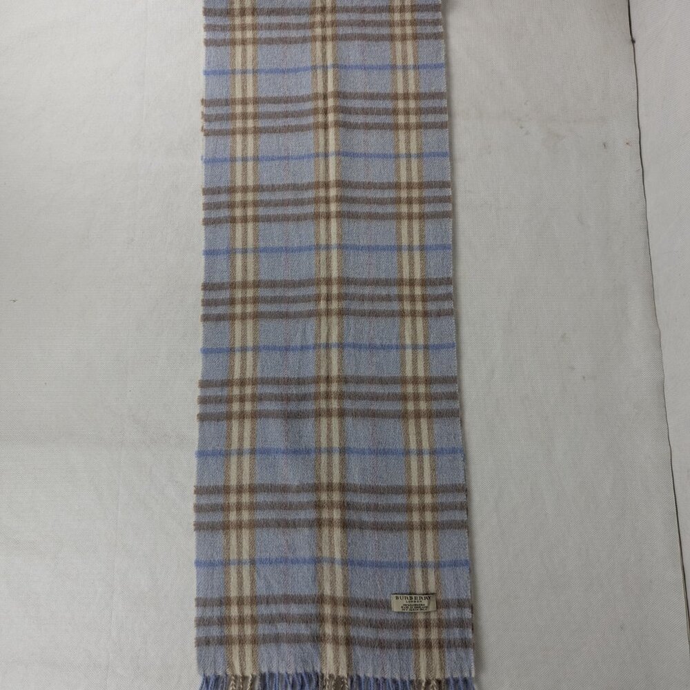 Burberry Cashmere Scarf Blue | Unisex | Iconic Check Pattern | Fast Shipping - Picture 3 of 6